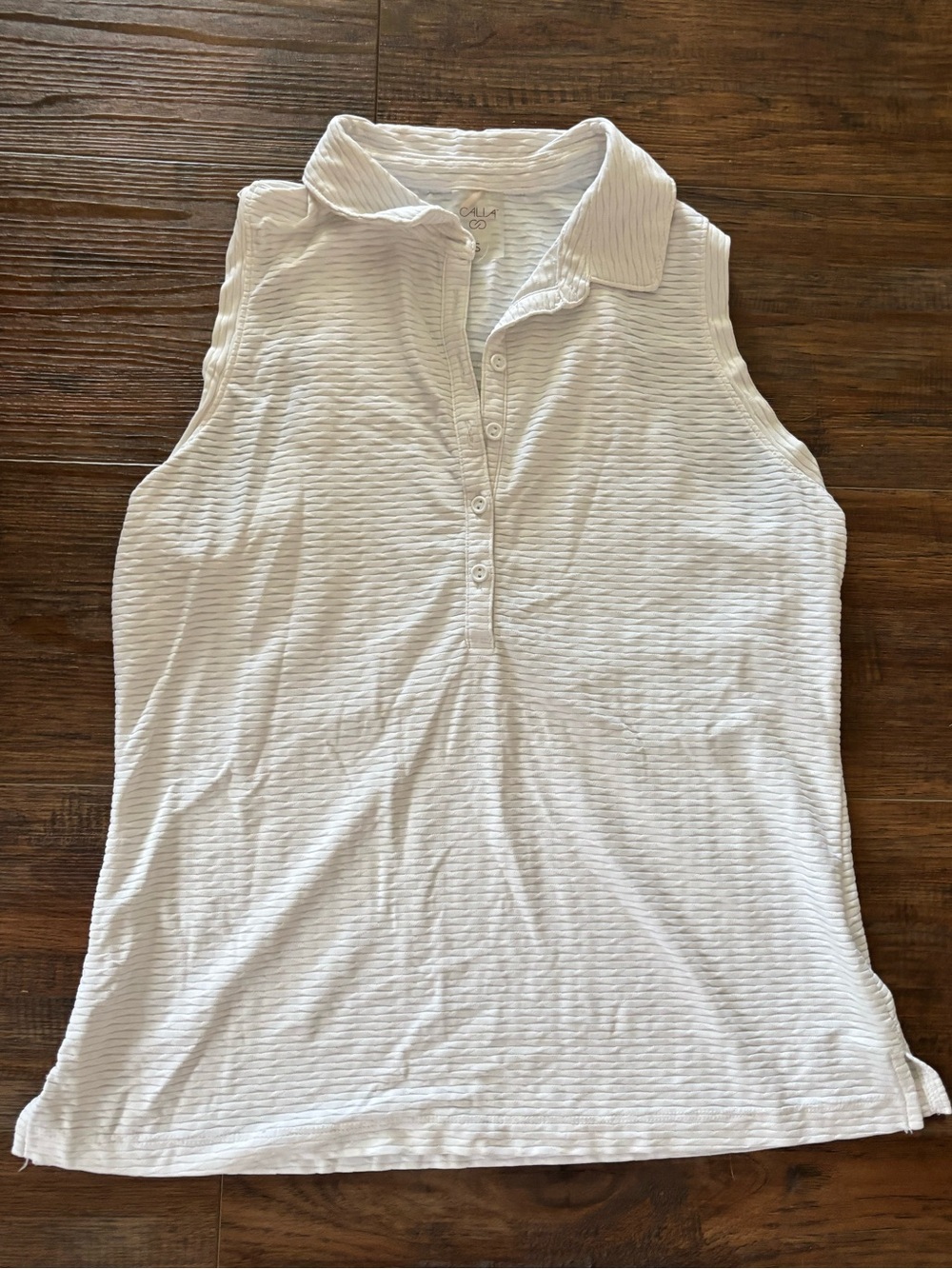 CALIA by Carrie Underwood White Sleeveless Polo Tank